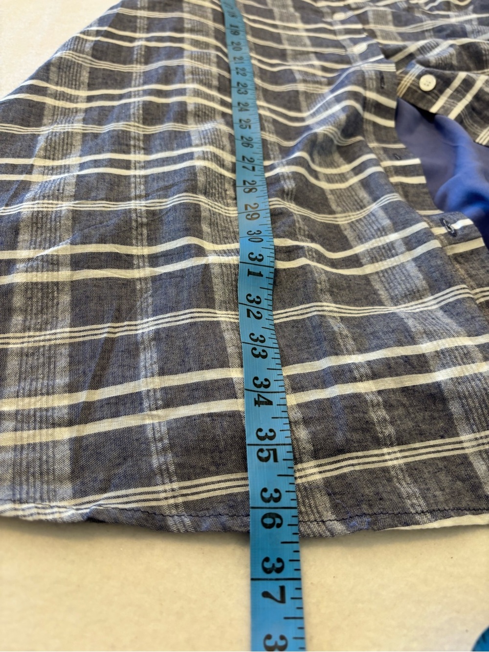 Umgee Size Large Blue White Plaid Off Shoulder Ruffle Button Front Pocket Dress - Picture 8 of 8